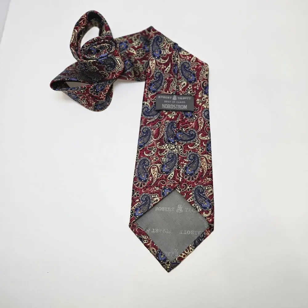 Robert Talbott Best of Class Nordstrom Silk Tie Red Blue Gold Paisley Luxury